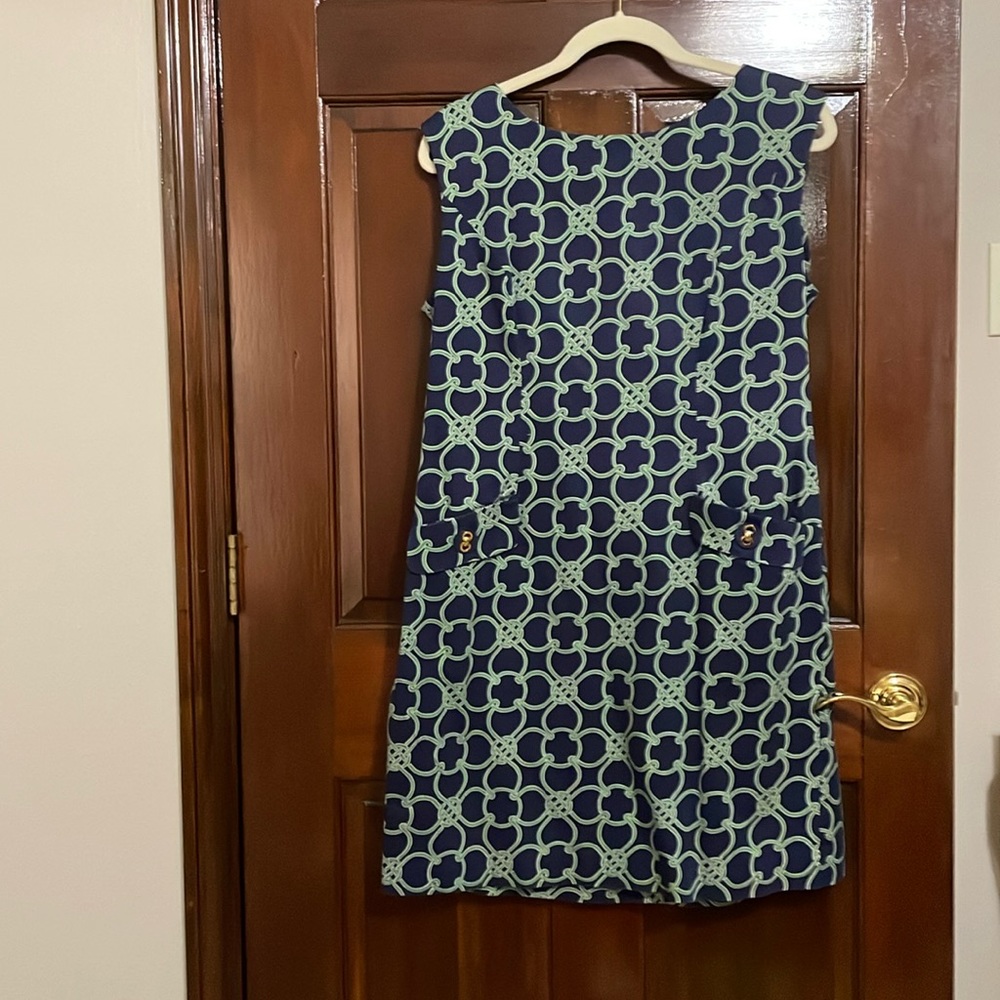 Talbots navy/green sleeveless dress. Size 14